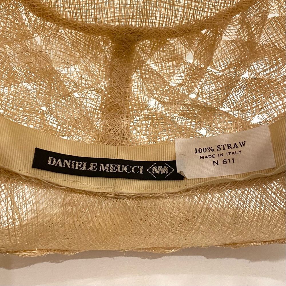 New vintage Daniele Meucci 100% Natural Straw unique checkerboard Woven Hat. - Picture 9 of 12